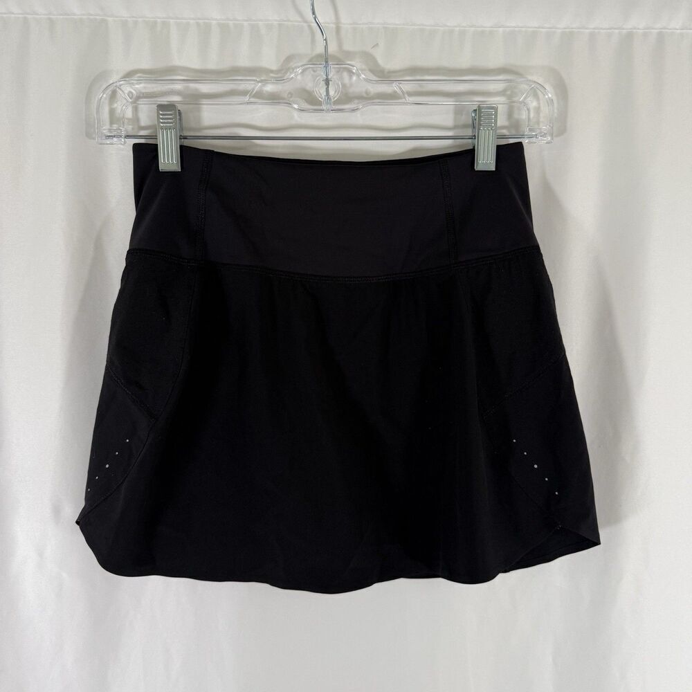 Athleta Run With It Skort Women's XS Black Pull On Zip Pocket Lined Stretchy